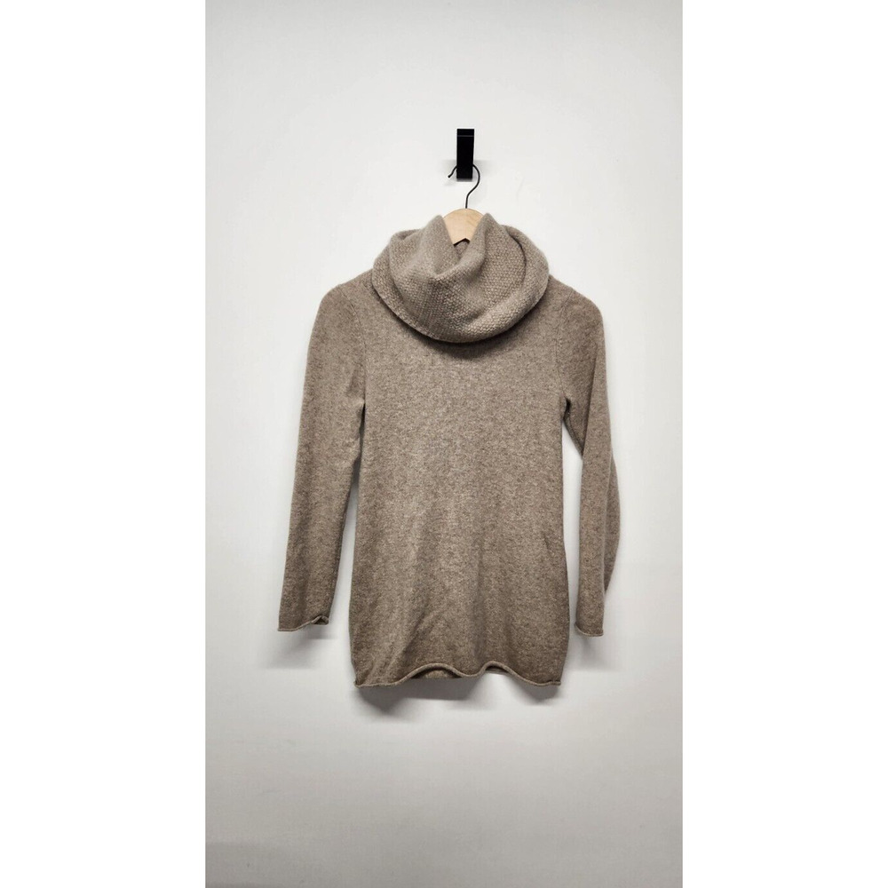 Kenar Women's 100% Cashmere Oversized Cowl/Turtleneck Sweater, Size M, Tan Color